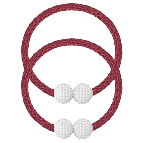 Image of 2Pack Magnetic Curtain Tiebacks, Curtain Tiebacks Buckles Holdbacks Holder Hooks Clip,Decorative Drape Handmade Curtain Tie Back(Red)