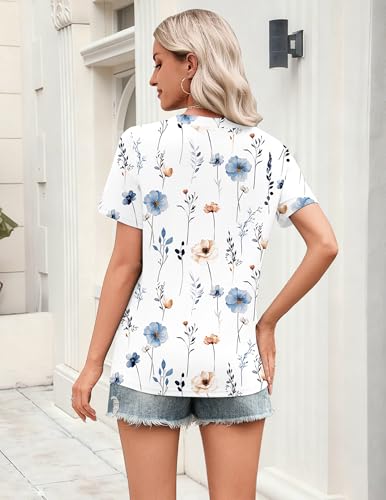 image for Zeagoo Shirts for Women Short Sleeve Floral Blouses Clothes Business W