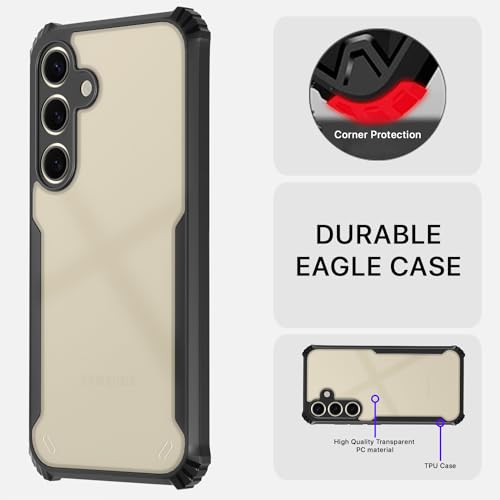 Image of Pikkme Samsung Galaxy S24 5G Back Cover | Crystal Clear Transparent Back | Ultra Hyrbid | Full Camera Protection | Raised Edge | Bumper Back Case (Black)