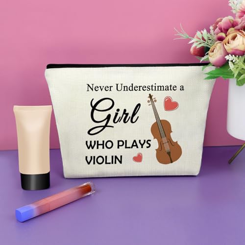 Sazuwu Violin Gifts Women's Makeup Bag Cosmetic Bag for Violin Players Lovers Teachers Music Enthusiasts Violinist Appreciation Graduation Birthday present travel pouch4