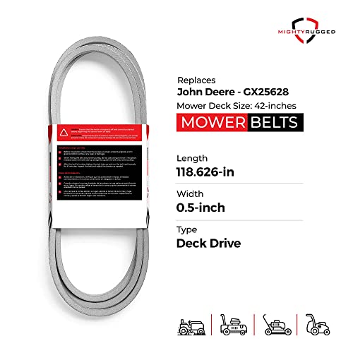 Image of GX25628 John Deere 42 inch Mower Deck Belt Replacement - Heavy-Duty, Durable, Aramid Cord Mower Deck Belt for Z300 Series Mower Including Z315E, Z320M, Z320R, Z335E, Z335M, Z345M
