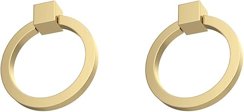 RZDEAL 2 tiradores de latón macizo de 2.0 x 1-79 pulgadas para cajones de aparador, tiradores de anillo de muebles, manijas de puerta de armario