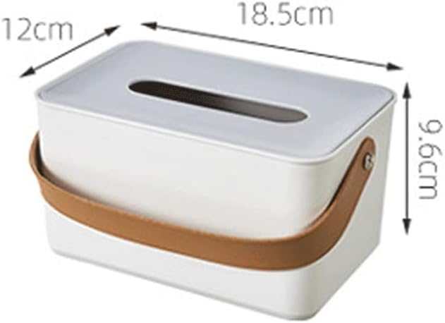 Tissue Box Portable Handle Desktop Napkin Holder Dispenser Case Kitchen Bathroom Home Office Storage Box (Color : White Size : 18.5 * 9.6cm) (White 18.5 * 9.6cm) image 3