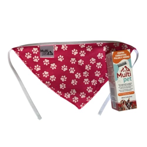 Multipet Medicamento Contra Pulgas E Carrapatos 30ml + Bandana Para Pet (Bandana Vermelha, 30ml)