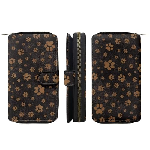 doginthehole Dog Paw Print Wallets Slim Thin Leather Purse Credit Card Holder for Women Zip Around Wallet Clutch Large Capacity Organizer for Phone Key Cash Checkbook2