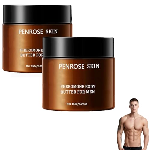 Penrose Skin Feromon Mantequilla para hombres, humectante infundido con colonia y bálsamo de olor, hidratación de larga duración y fragancia atractiva, para piel seca y sensible (2pcs)