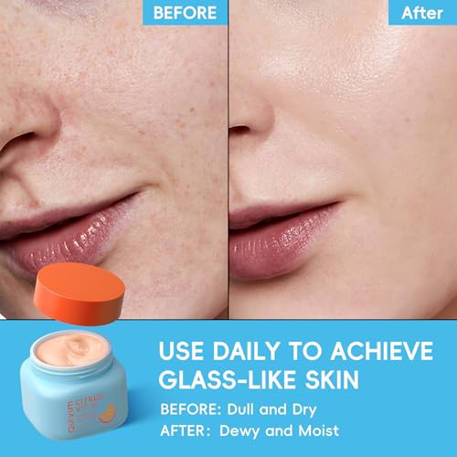 QUIYUM Vitamin C Face Cream, Citrus Radiance Moisturizer with Niacinamide & Hyaluronic Acid, Hydrating Facial Skin Care for Dullness & Uneven Skin Tone, Daily Glow Face Lotion for Women & Men, 1.76oz