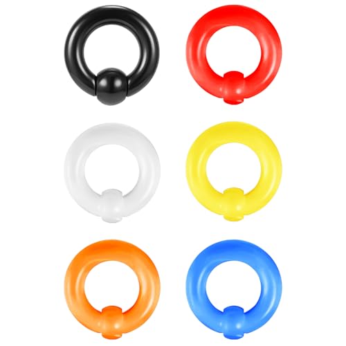ZS 6Pcs Captive Bead Rings Spring Action BCR Ball, 0G 2G 4G 6G 8G 12G PA, Acrylic Nose Septum Pierced Body Jewelry for Men Women (0G)