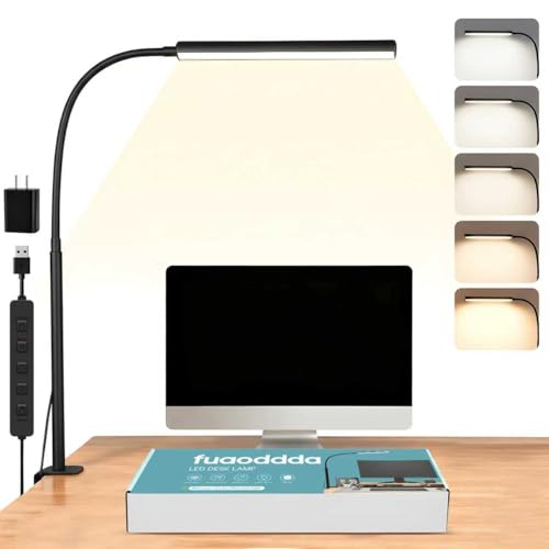 Lampe à clipser pour bureau flexible USB avec 5 modes d'éclairage