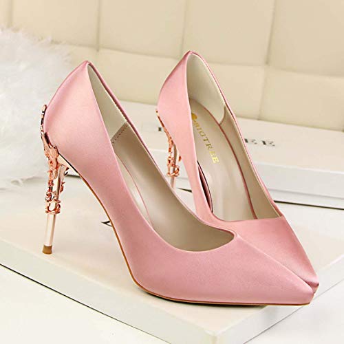 JOEupin Women's Satin Pointed Toe High Heel Dress Pump Shoes for Bridal Evening Party Pumps2