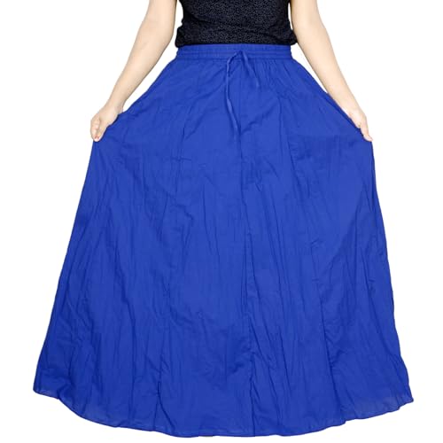 Image of Sttoffa Women Solid Color Maxi Plain Cotton Full Length White Skirt 40 inch Long Cotton Long Skirt