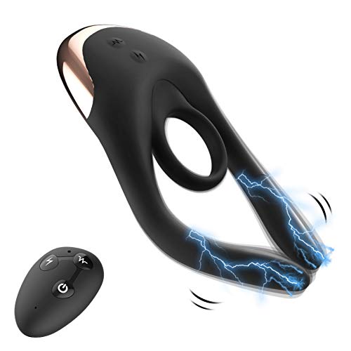 Vibrating Cock Ring Silicone Penis Ring Vibrator with 10 Vibration Modes & 10 Electric Stimulation Penis Massager Sex Toy for Male Masturbating