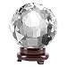 Clear Faceted Crystal Ball 110mm 4.2" with Wooden Stand Package