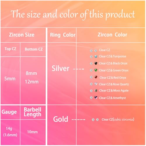 AROWRO Heart Belly Button Ring G23 Titanium Belly Piercing Hypoallergenic Gold Belly Ring 14G 10mm Sparkle Long Navel Piercing Jewelry with Cubic Zirconia by AROWRO - Image 7
