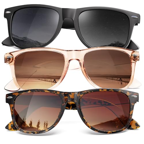 Image of KALIYADI Polarized Sunglasses for Men and Women Matte Finish Sun glasses Color Mirror Lens UV Blocking (3 Pack)