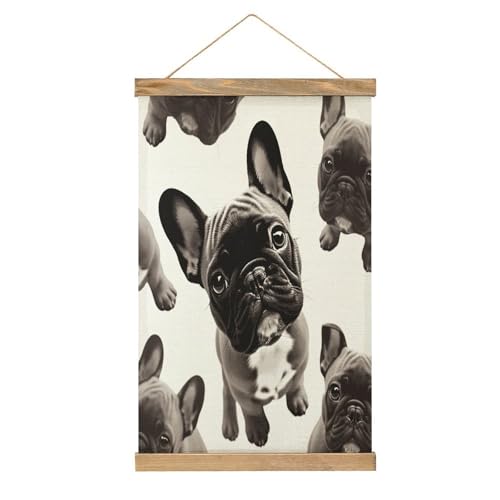 Póster de bulldog francés FekiLoot con colgante de pergamino para decorar el salón