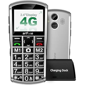A400 4G Cell Phone for Seniors丨Dumb Phone Unlocked with SOS Button丨2MP Camera丨2.4″ LCD丨Super-Loud Speaker丨Speed Dial丨Basic Phone with 1800mAh Battery丨Charging Dock丨T-Mobile, Dual-Nano – Silver