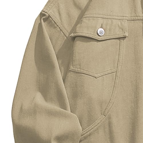 Chaqueta vaquera holgada hombre con cuello redondo cómodo 6
