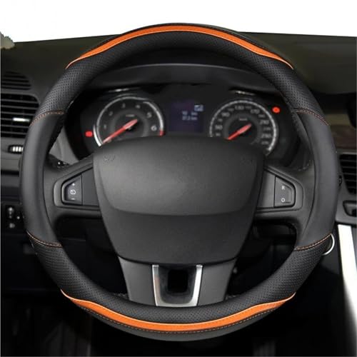 ハンドルカバー に適合する メガーヌ 1 2 3 4 に適合する イービジョン ZE カーステアリングホイールカバー マイクロファイバーレザー+カーボンファイバー ファッションカーアクセサリー ハンドルカバー保護(O shape Orange)