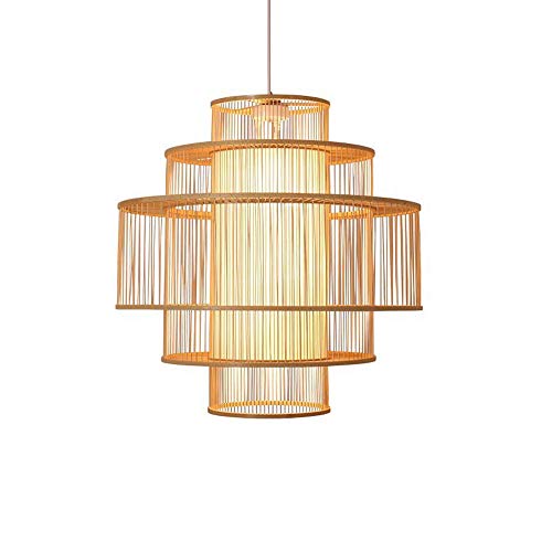 Libuty Chinese Style Chandelier Restaurant Tea Room Japanese Style Bamboo Lamp Bar Bamboo Art Bedroom Living Room Courtyard Lantern E27 Creative Personality Farmhouse Pendant Light (Size : L)