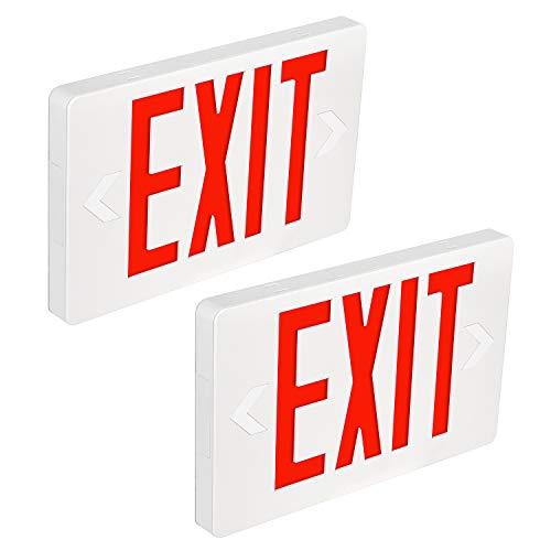Hykolity LED Exit Sign, Red Letter Emergency Exit Lights, 120V-277V Universal Mounting Double