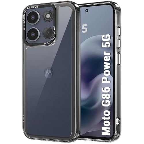 Image of TheGiftKart Hybrid Shockproof Back Cover Case for Motorola Moto G86 Power 5G | Stylish Camera Border | Electroplated Buttons | Crystal Clear Hard Back Cover Case (TPU & PC, Smoked Bumper)