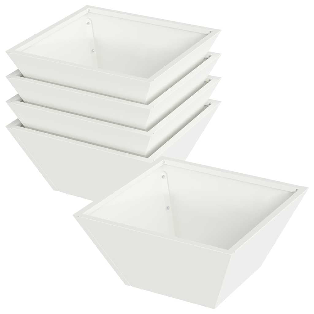 Pots de fleurs en métal anti-vent pour arbustes de terrasse lot de 5 bacs blancs stables
