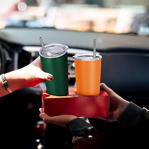 Image of VEGOND 20oz Tumbler Stainless Steel Tumbler with Lid And Straw Vacuum Insulated Double Wall Travel Coffee Mug(orange package 6)