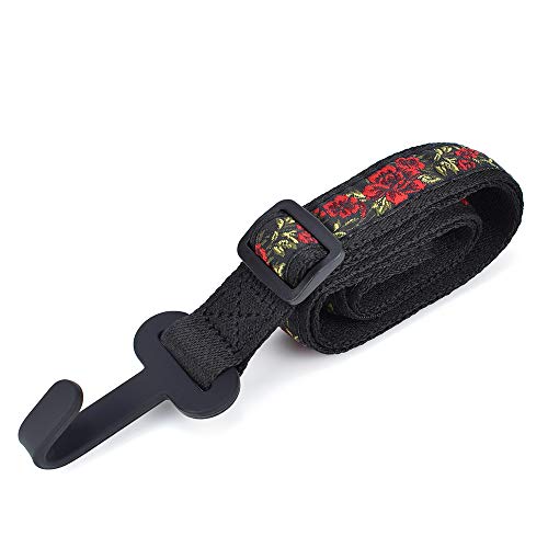Cloudmusic Colorful Hawaiian Jacquard Woven J Hook Clip On Ukulele Strap Belt For Soprano Concert Tenor Ukulele (Red Roses) #TOP4