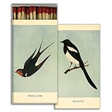 Swallow and Magpie Decorative Matchbox with Wooden Matches - Great for lighting candles, fireplaces, grills and more | One Box