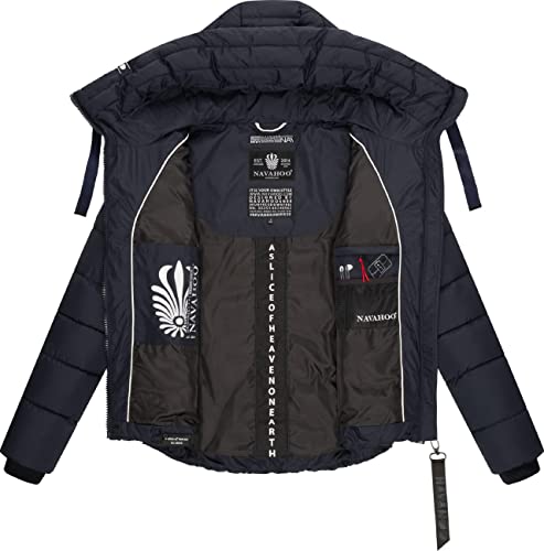 Navahoo Damen Winterjacke warme Steppjacke mit hohem Kragen und verstellbarer Kapuze Amayaa Navy Gr. M