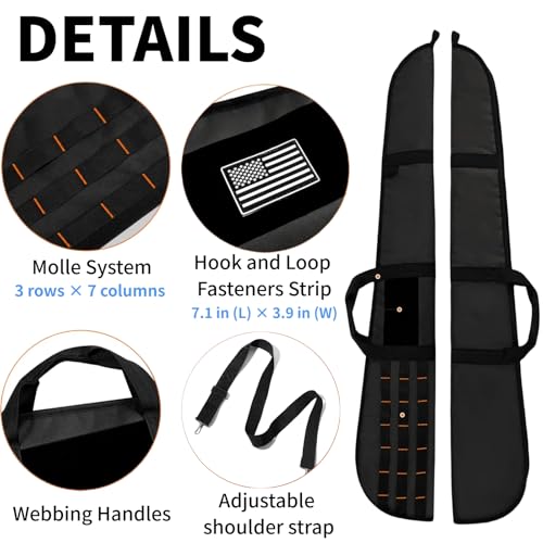 KOKKOYA Shotgun Rifle Soft Gun Case for Rifles and Shotguns Bag with Scopes 49 inches with Molle Zipper Shoulder Strap for Hunting Shooting Storage Case (black)