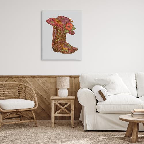 Image of Paisley Cowboy Boots Floral, 30 x 40 Inch Canvas Wall Art | Stupell Industries . By Valentina Harper . Ready to hang . Great for farmhouse or shabby chic spaces . Made in USA