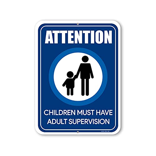 Honey Dew Gifts, Attention Children Must Have Adult Supervision, Swimming Pool Signs, Children Supervision, Parental Advisory, Children Safety Business Sign, 9 Inches by 12 Inches, HDG-1322