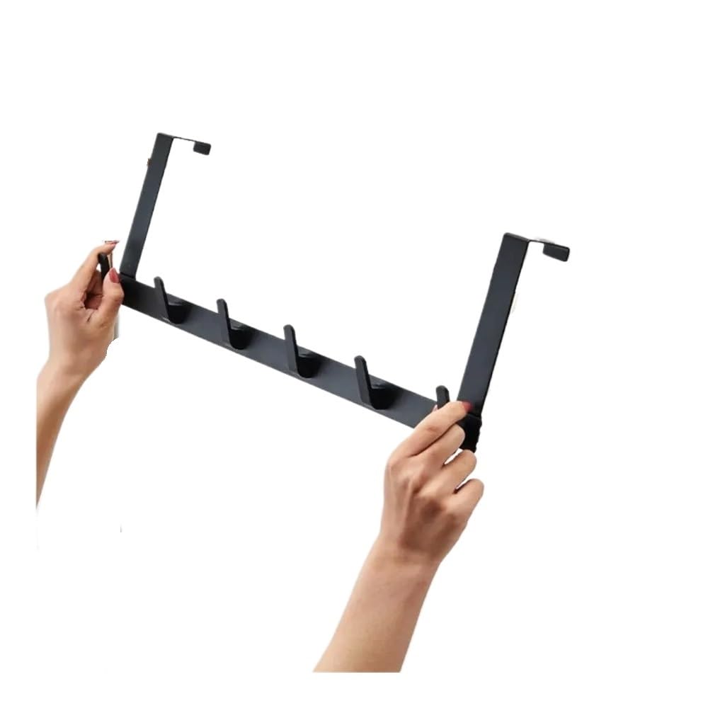 Sunrrafck Black 4Pcs 5Hooks Over The Door Home Bathroom Organizer Rack Clothes Coat Hat Towel Hanger Kitchen Accessories(Black)