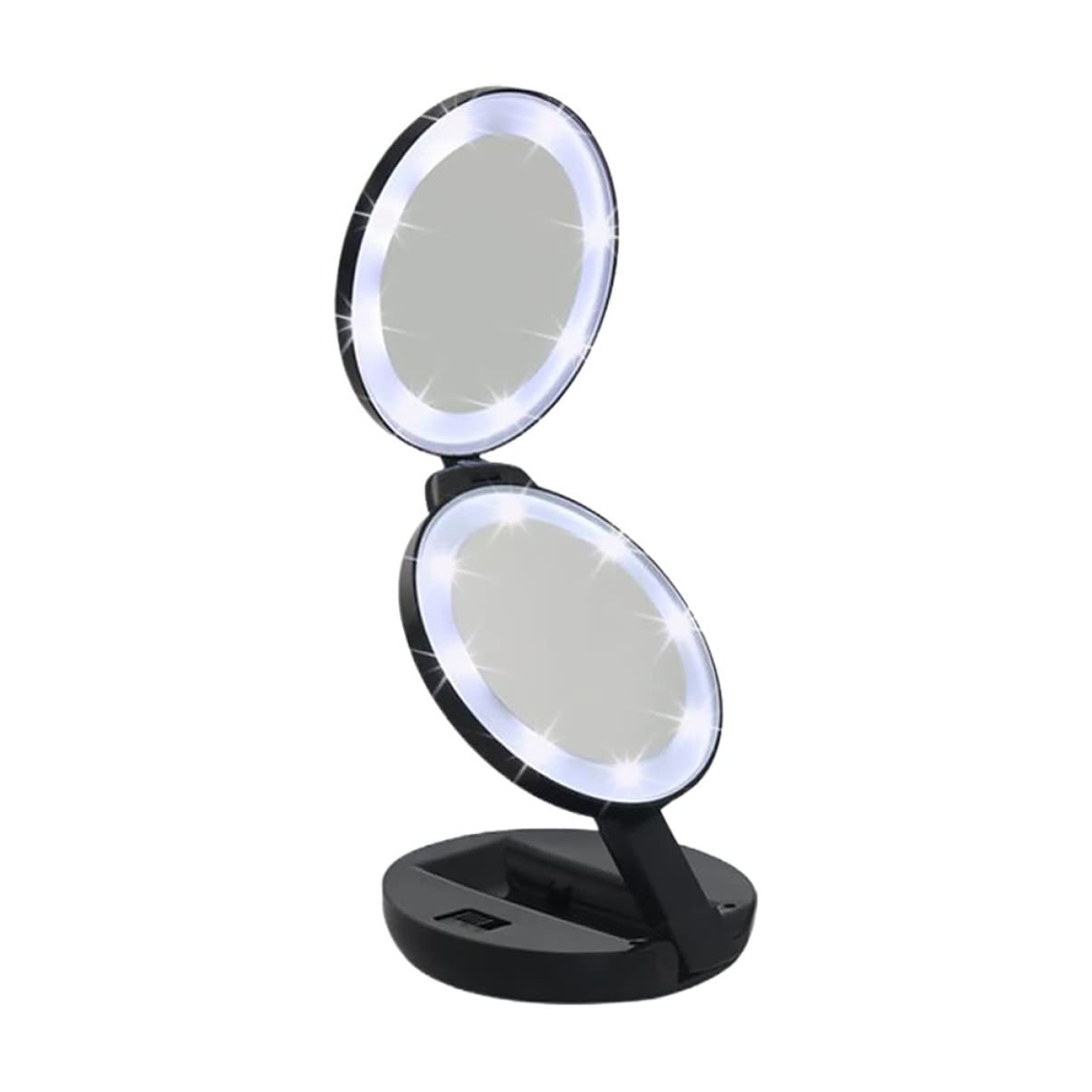 Miroir compact de voyage éclairé portable pour retouches maquillage en déplacement
