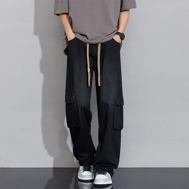 Large Size Jeans Men's Spring Fall Loose high Street Workwear Casual Straight Pants Wide Leg Pants3