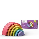 ✅ HOCHWERTIGES MATERIAL: Unser Lernspielzeug ab 12 Monaten wird aus hochwertigem Buchenholz gefertigt. Die Farben auf Wasserbasis und die abgerundeten Kanten gewährleisten ein sicheres Spiel. Die Maße des Regenbogens sind 19 x 6,2 x 9,4 cm