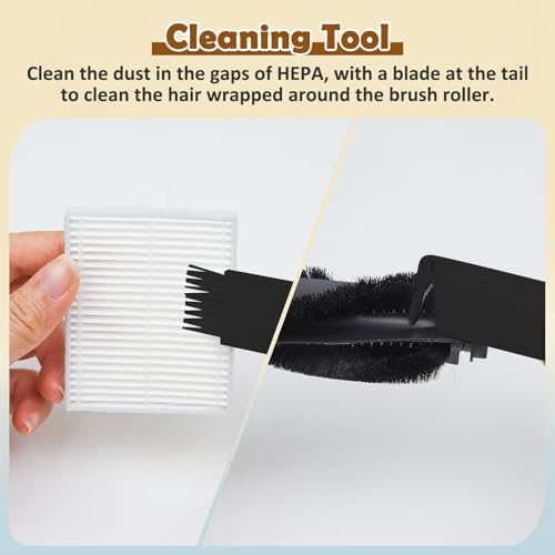 Image of VIEWALL 18 Pack L60 Accessories Kit Replacement Compatible with Eufy L60 / L50 Robot Vacuum, Accessories Kit 2 Roller Brush, 4 Side Brushes, 4 Filters, 6 Dust bags, 1 Screwdriver, 1 Cleaning tool