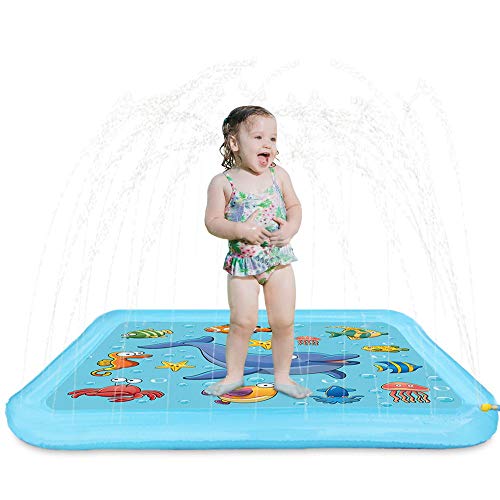 Growsland Splash Pad - 67" Sprinkler for Kids Outdoor Toys Fun Summer Water Pool Sprinkler Play Mat Outside Backyard Water Toy for Baby Toddlers Girls Boys - Thumbnail 3