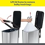 Glad Slim Trash Can with Clorox Odor Protection - Narrow Kitchen Garbage Bin with Soft Close Lid, Step On Foot Pedal and Waste Bag Roll Holder, Stainless Steel, 12 Gallon/45 Liter - Image 3