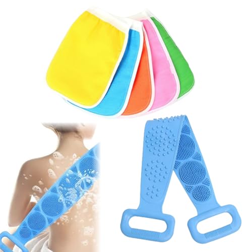 2 Piezas Esponja Silicona Cuerpo, Masajeador de Espalda,Cepillo Ducha Espalda Suave con Partículas de Masaje, Doble Cara Cepillo Exfoliante Corporal de Silicona, Cepillo Corporal para Limpiar