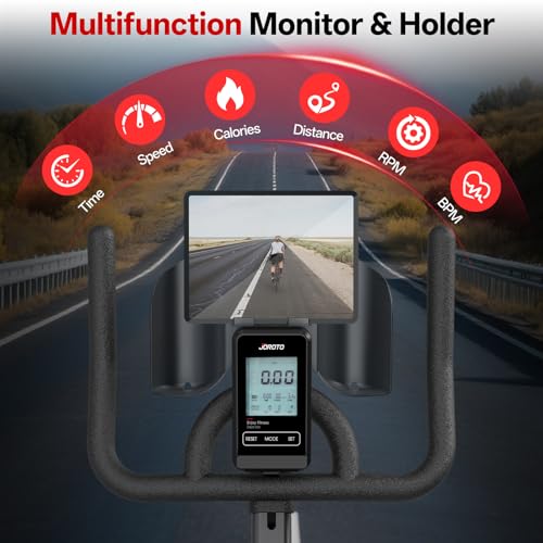 Image of JOROTO Exercise Bike, Magnetic Stationary Bikes for Home with 40LBS Flywheel, App Supported Indoor Bike with 350LBS Weight Capacity, Low Noise,Digital Monitor,Bottle and Tablet Holder