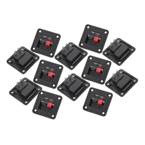 LRXIYODE 12個 入りスピーカーボックス端子カップ プレート 耐久性強化 小型オーディオ用正方形ワイヤーコネクター スピーカー配線整理用 工