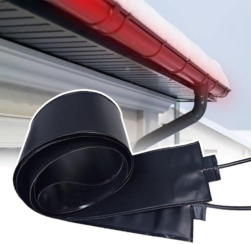 De-Icing Roof Gutter Heater - 20ft Heat Mats (50℃/122℉) for Ice Dam Melting, Flexible PVC Panels, Easy Plug-and-Play Installation for Curved Drain Pipes
