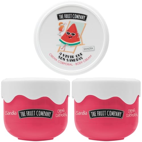 The Fruit Company Crema Corporal Efecto Seda 200 ml Pack 2 Unidades Body Milk Vegano Hidratante con Karité Vitamina E y Aromas Frutales (SANDÍA)