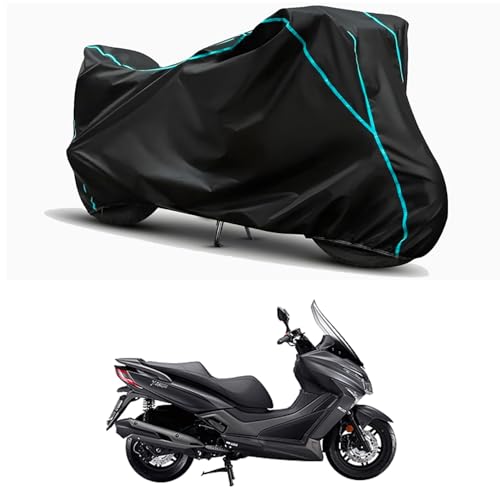 Image of Waterproof Bike Body Cover Compatible for | 22 Motors X-Town 300i | Taffeta Fabric, Sky Piping Design, Bottom Elastic Fit | Dustproof, Sun UV & Rain Protection for All Weather.