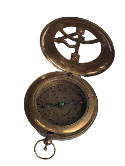 Directional Pocket 3 Inche Brass Sundial Compass Push Button Antique Navigation Travel Compass Best for Hiking Camping Outdoor-picture-33