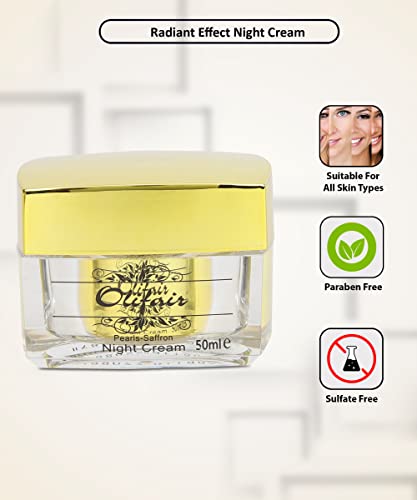 Image of Olifair Pearls Saffron Night Cream for Men and Women ,Skin Whitening and Dark Spot Removal-50 g (Pack of 4)