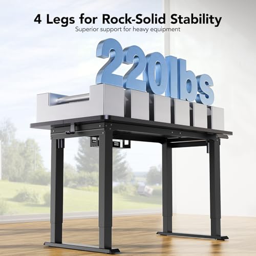 Image of HUANUO 4-Leg Dual Motor Electric Standing Desk Frame, Black Frame Only